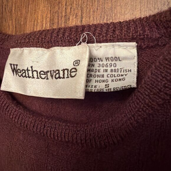 Vintage Weathervane Wool Sweater Small Brown 70s 80s Unisex Womens - Picture 2 of 7